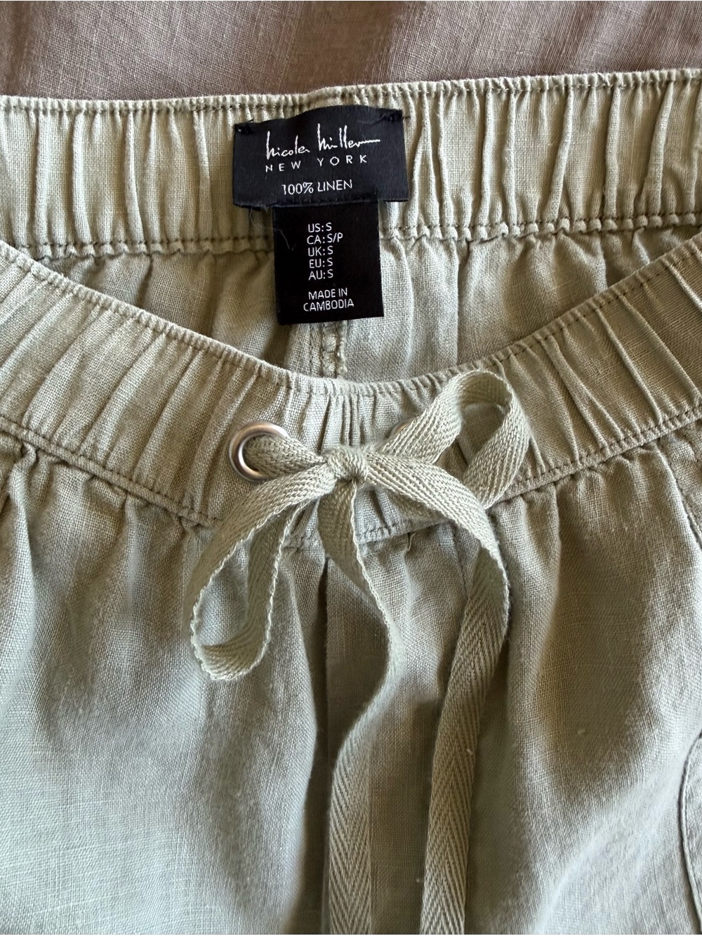 Lot Of 2 Nicole Miller Womens 100%
Linen Cargo Jogger Pants Sage Green & Brown S - Picture 3 of 8